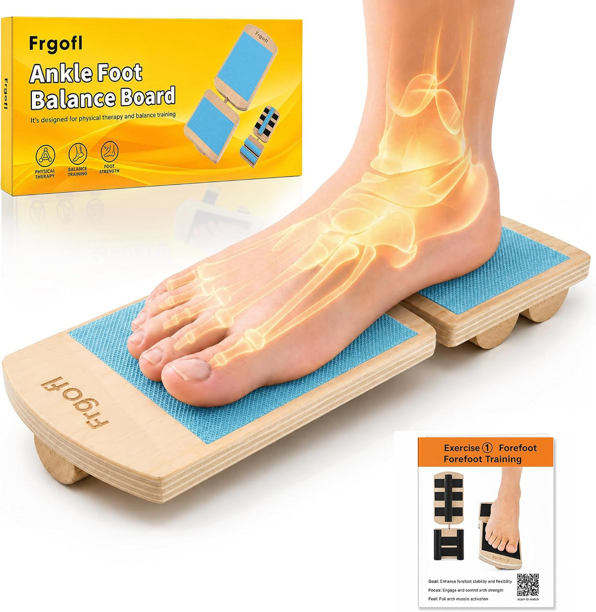 Adjustable Balance Board for Ankle Strengthening & Stability | Recovery for sprains & plantar fasciitis. Includes video guide for single leg training. Adjustable stability board.