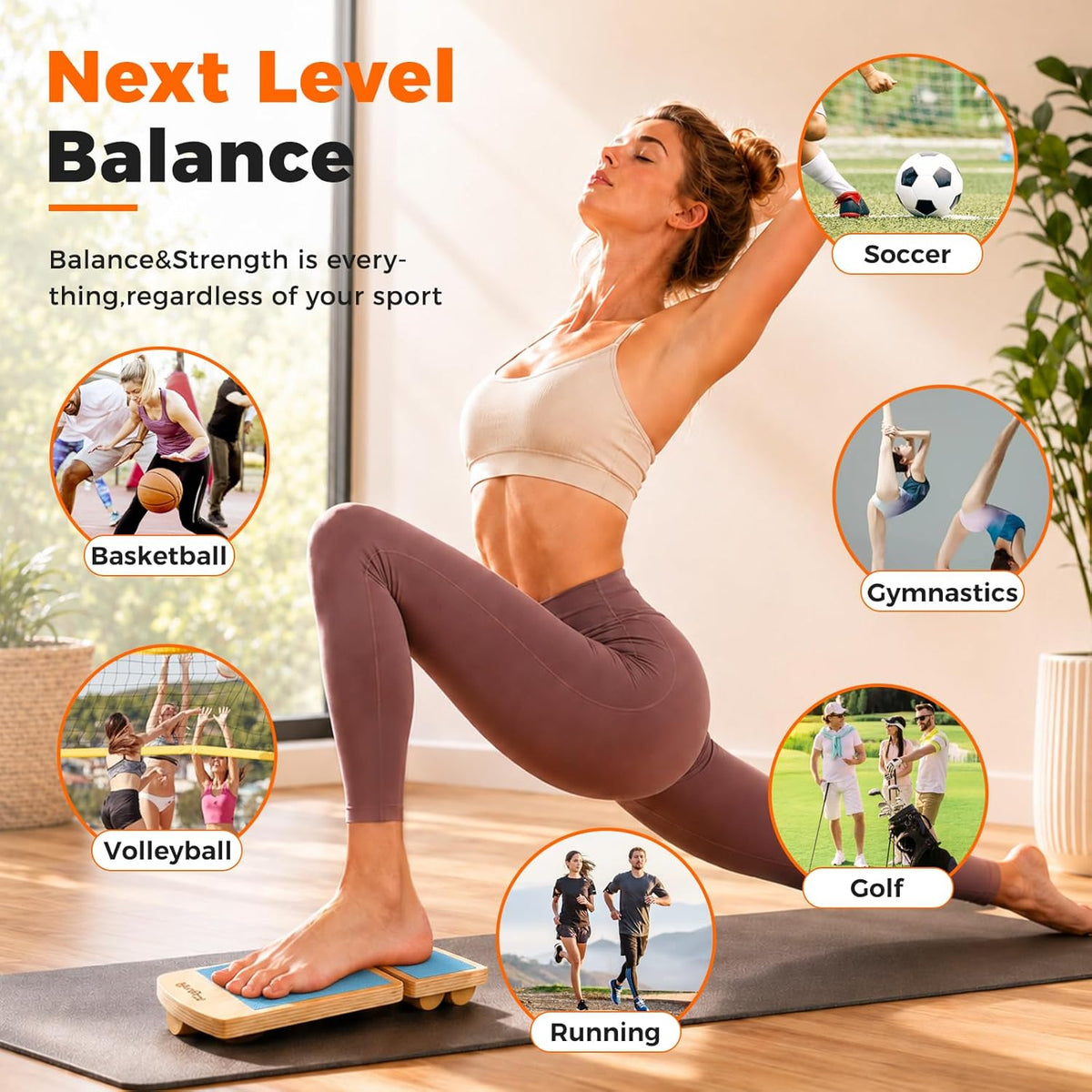 Adjustable Balance Board for Ankle Strengthening & Stability | Recovery for sprains & plantar fasciitis. Includes video guide for single leg training. Adjustable stability board.