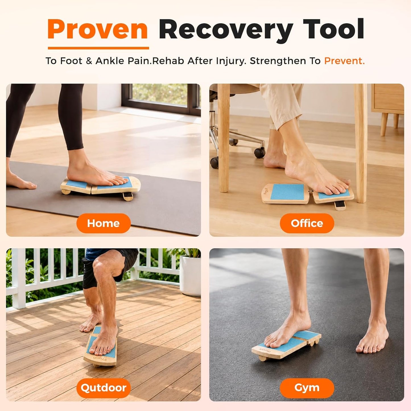 Adjustable Balance Board for Ankle Strengthening & Stability | Recovery for sprains & plantar fasciitis. Includes video guide for single leg training. Adjustable stability board.