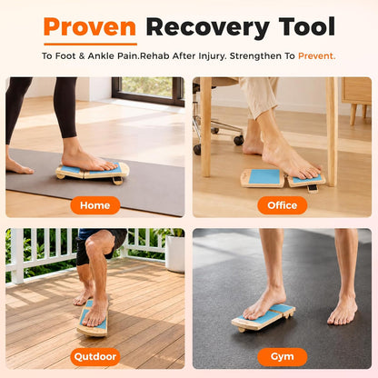 Adjustable Balance Board for Ankle Strengthening & Stability | Recovery for sprains & plantar fasciitis. Includes video guide for single leg training. Adjustable stability board.