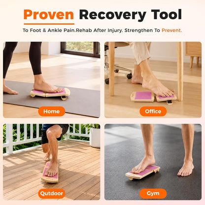 Adjustable Balance Board for Ankle Strengthening & Stability | Recovery for sprains & plantar fasciitis. Includes video guide for single leg training. Adjustable stability board.