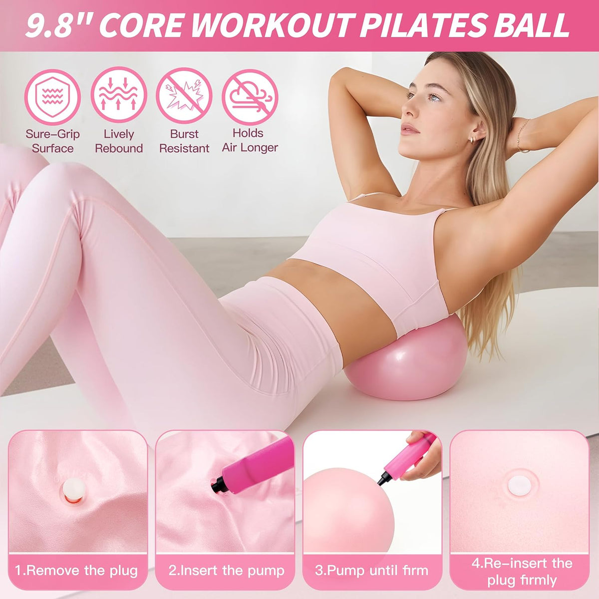 Pilates Kit, Home Pilates Workout Kit for Women, Pilates Equipment with 14.5" Pilates Ring and Ball, Resistance Bands, Dumbbells & Grip Socks for Home Workouts