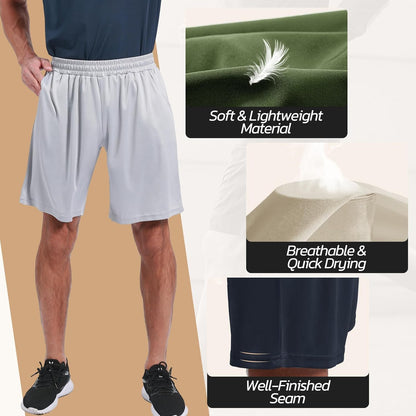 3 Pack Gym Basketball Mens Shorts - Quick Dry Black Workout Athletic Shorts with Pockets for Casual Running(S-6XL)