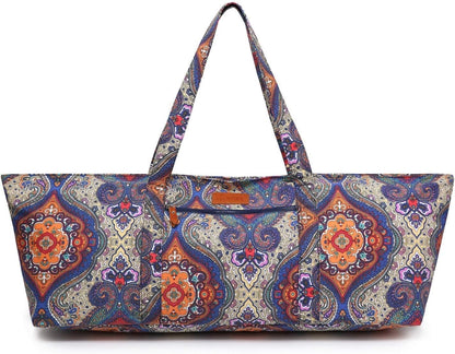 Large Yoga Mat Bag for Women Men, Travel Gym Bag for Pilates Office Beach Workout, Yoga Mat Tote Carrier with Mat Strap for 1/4" 1/2" Thick Exercise Yoga Mat