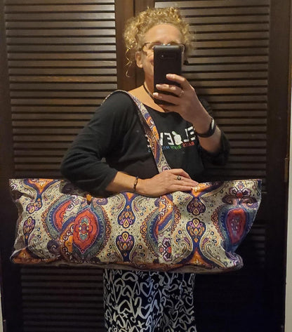 Large Yoga Mat Bag for Women Men, Travel Gym Bag for Pilates Office Beach Workout, Yoga Mat Tote Carrier with Mat Strap for 1/4" 1/2" Thick Exercise Yoga Mat