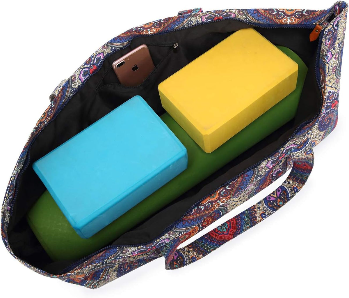 Large Yoga Mat Bag for Women Men, Travel Gym Bag for Pilates Office Beach Workout, Yoga Mat Tote Carrier with Mat Strap for 1/4" 1/2" Thick Exercise Yoga Mat