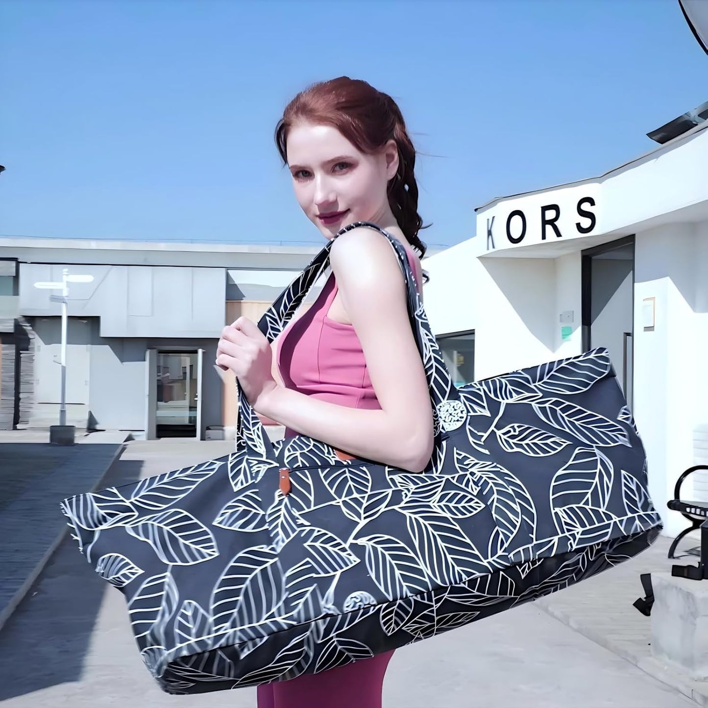 Large Yoga Mat Bag for Women Men, Travel Gym Bag for Pilates Office Beach Workout, Yoga Mat Tote Carrier with Mat Strap for 1/4" 1/2" Thick Exercise Yoga Mat