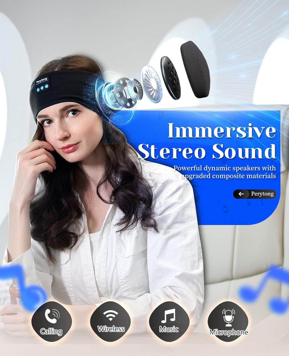 Sleep Headphones Wireless, Bluetooth Sports Headband Headphones with Ultra-Thin HD Stereo Speakers Perfect for Sleeping,Workout,Jogging,Yoga,Insomnia, Air Travel, Meditation (Grey)