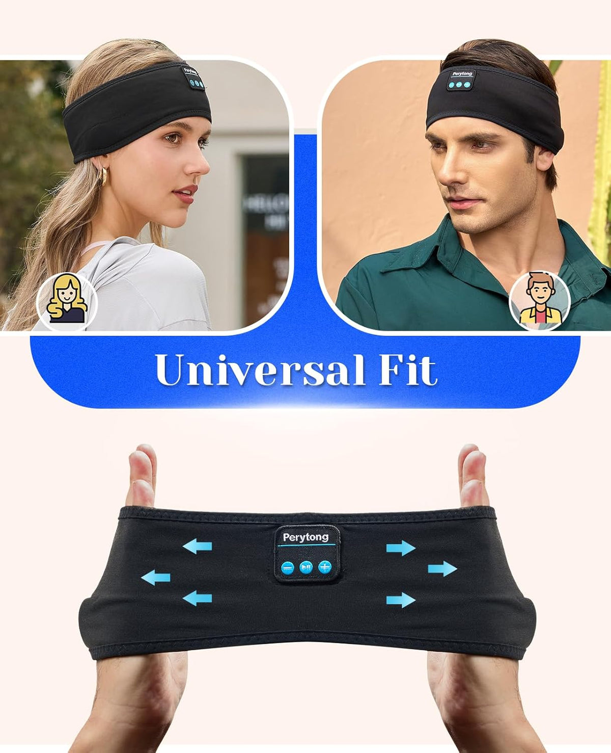 Sleep Headphones Wireless, Bluetooth Sports Headband Headphones with Ultra-Thin HD Stereo Speakers Perfect for Sleeping,Workout,Jogging,Yoga,Insomnia, Air Travel, Meditation (Grey)