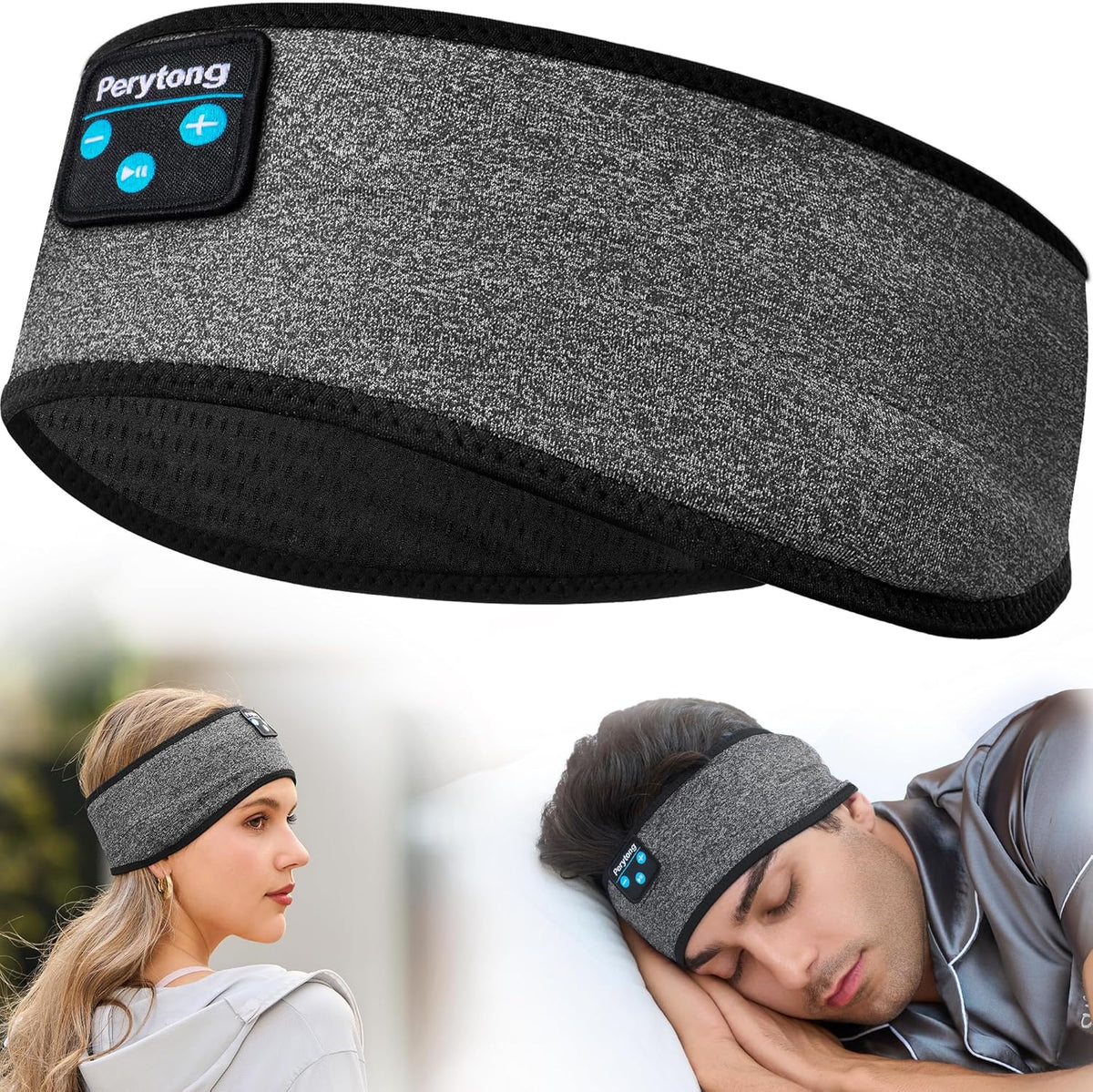 Sleep Headphones Wireless, Bluetooth Sports Headband Headphones with Ultra-Thin HD Stereo Speakers Perfect for Sleeping,Workout,Jogging,Yoga,Insomnia, Air Travel, Meditation (Grey)