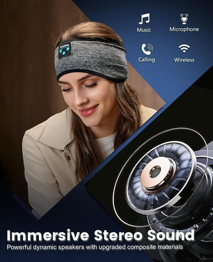 Sleep Headphones Wireless, Bluetooth Sports Headband Headphones with Ultra-Thin HD Stereo Speakers Perfect for Sleeping,Workout,Jogging,Yoga,Insomnia, Air Travel, Meditation (Grey)