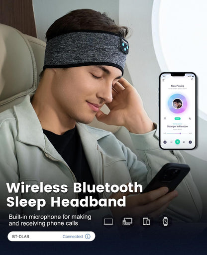 Sleep Headphones Wireless, Bluetooth Sports Headband Headphones with Ultra-Thin HD Stereo Speakers Perfect for Sleeping,Workout,Jogging,Yoga,Insomnia, Air Travel, Meditation (Grey)