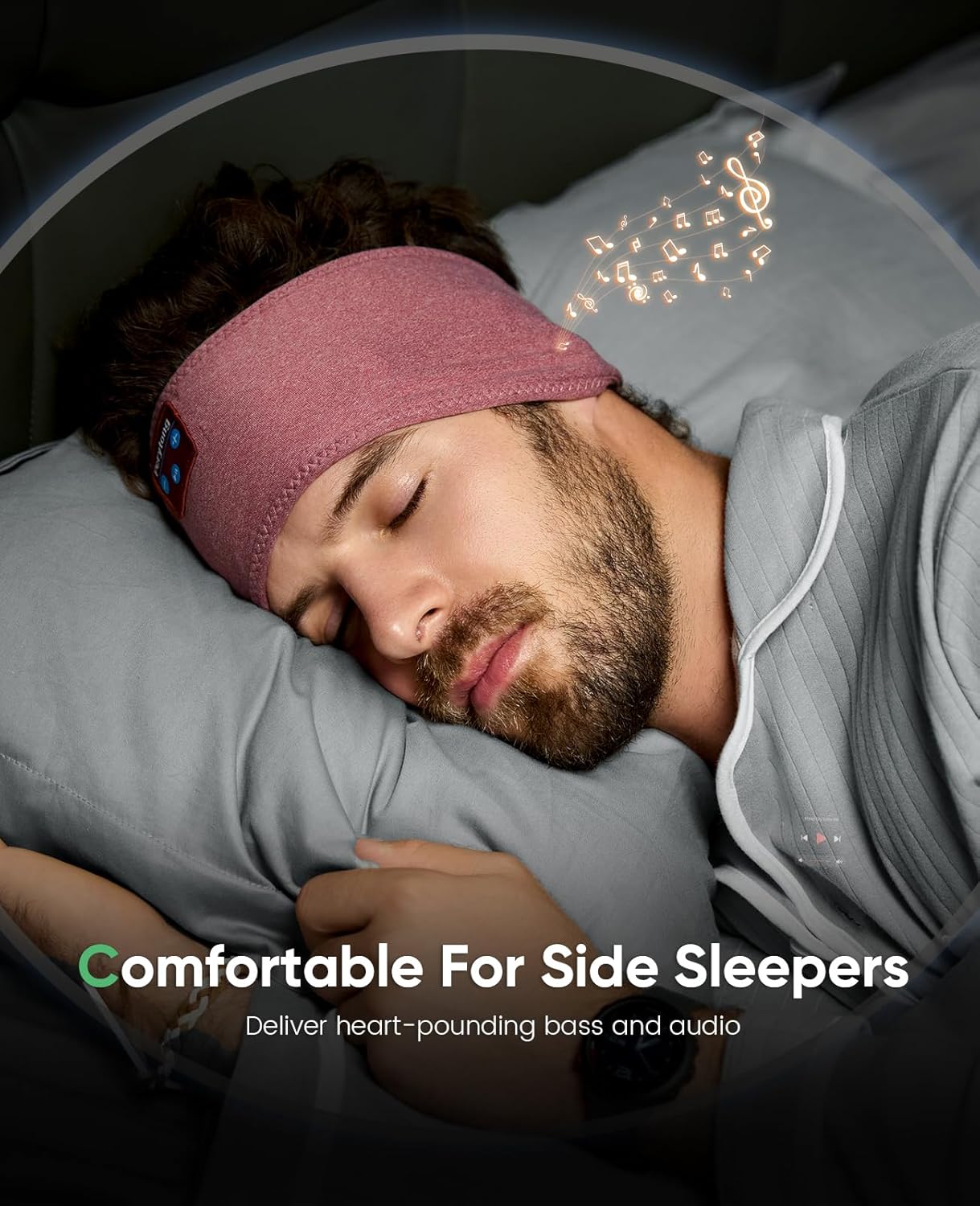 Sleep Headphones Wireless, Bluetooth Sports Headband Headphones with Ultra-Thin HD Stereo Speakers Perfect for Sleeping,Workout,Jogging,Yoga,Insomnia, Air Travel, Meditation (Grey)