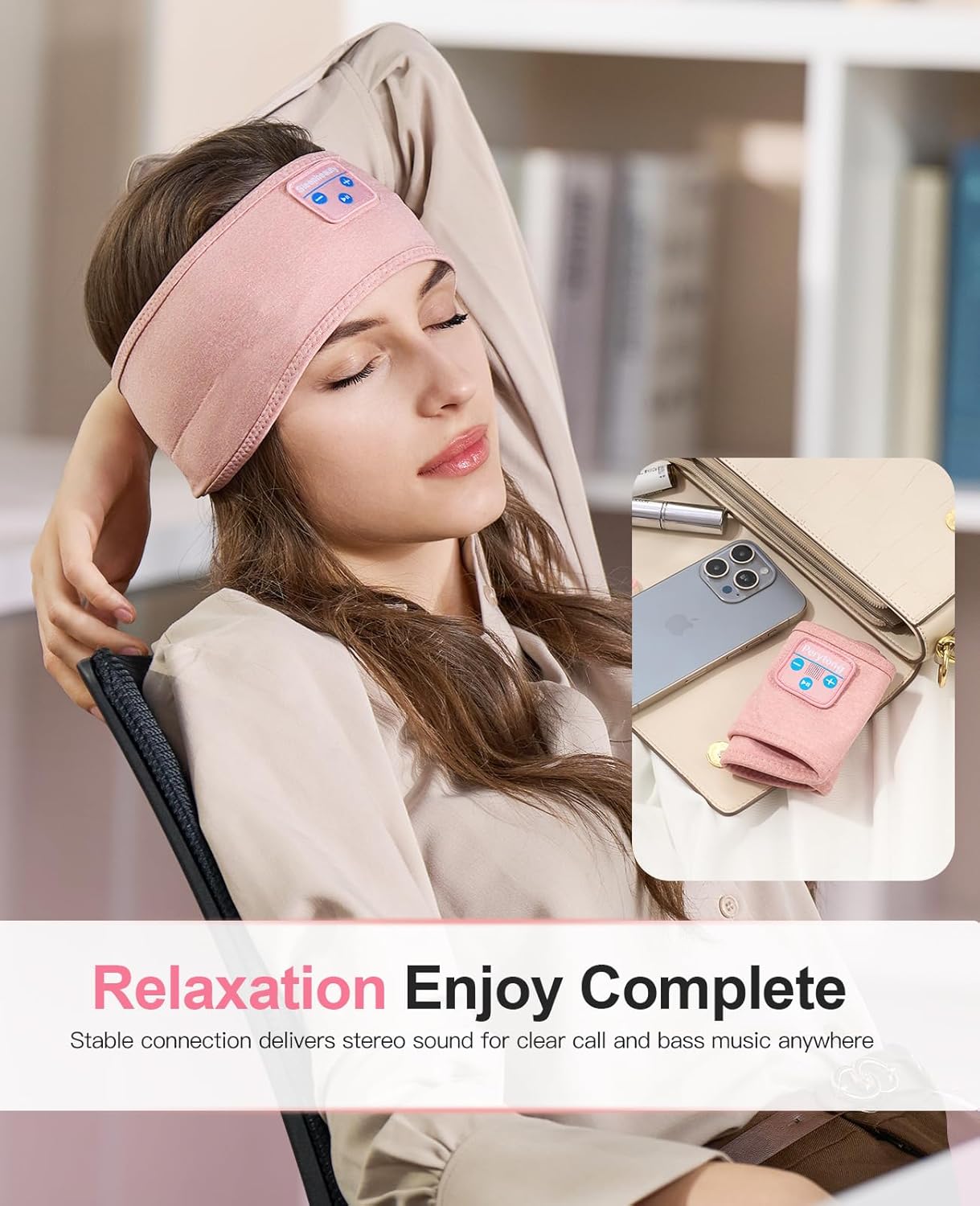 Sleep Headphones Wireless, Bluetooth Sports Headband Headphones with Ultra-Thin HD Stereo Speakers Perfect for Sleeping,Workout,Jogging,Yoga,Insomnia, Air Travel, Meditation (Grey)