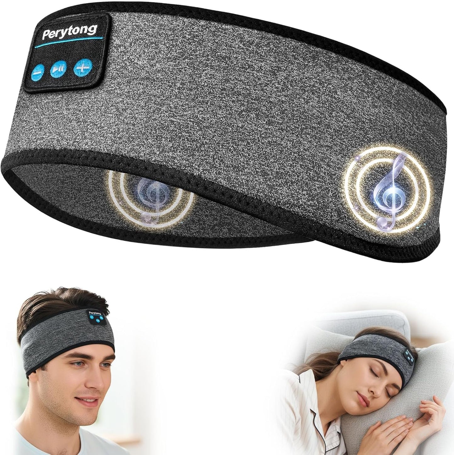 Sleep Headphones Wireless, Bluetooth Sports Headband Headphones with Ultra-Thin HD Stereo Speakers Perfect for Sleeping,Workout,Jogging,Yoga,Insomnia, Air Travel, Meditation (Grey)