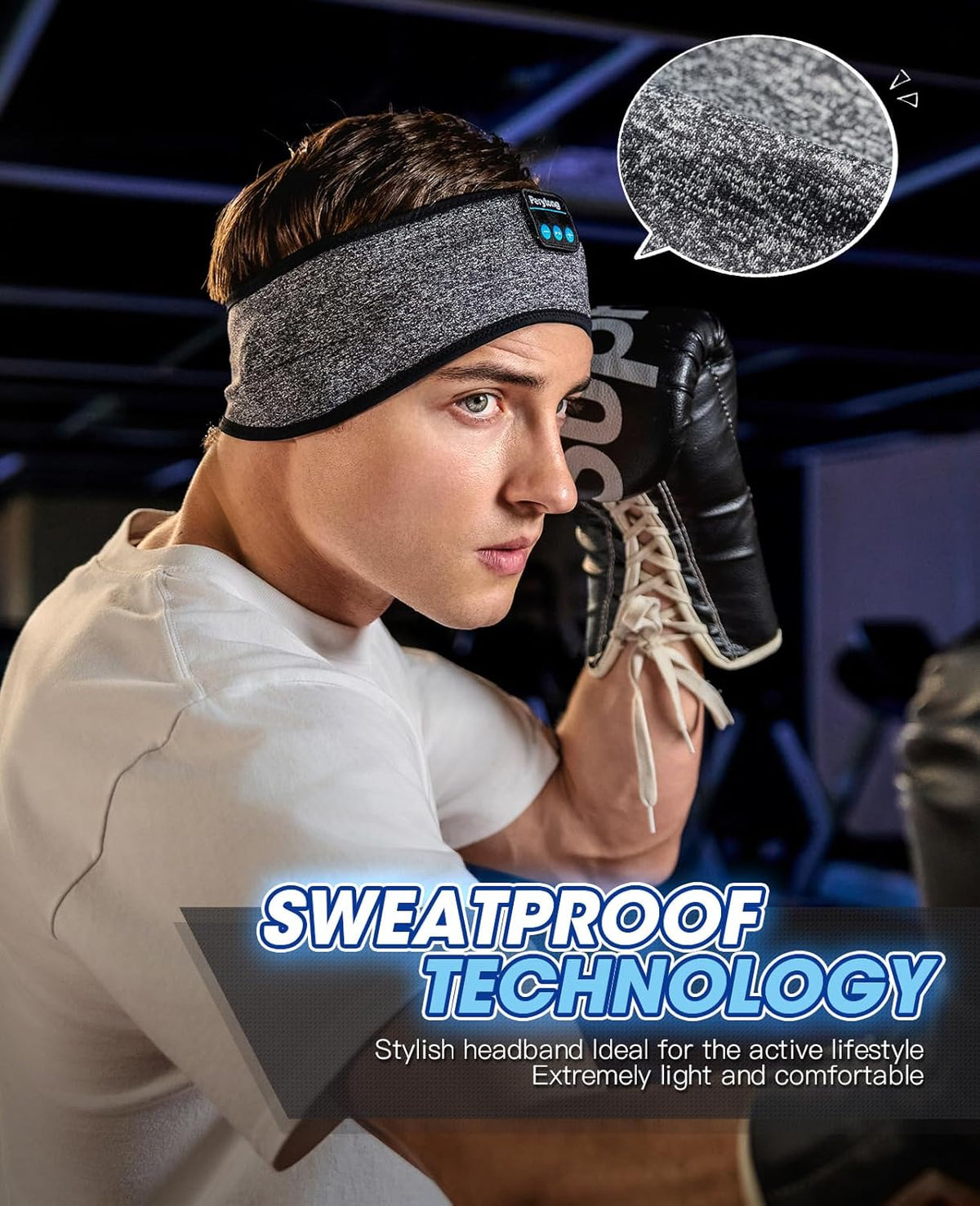 Sleep Headphones Wireless, Bluetooth Sports Headband Headphones with Ultra-Thin HD Stereo Speakers Perfect for Sleeping,Workout,Jogging,Yoga,Insomnia, Air Travel, Meditation (Grey)