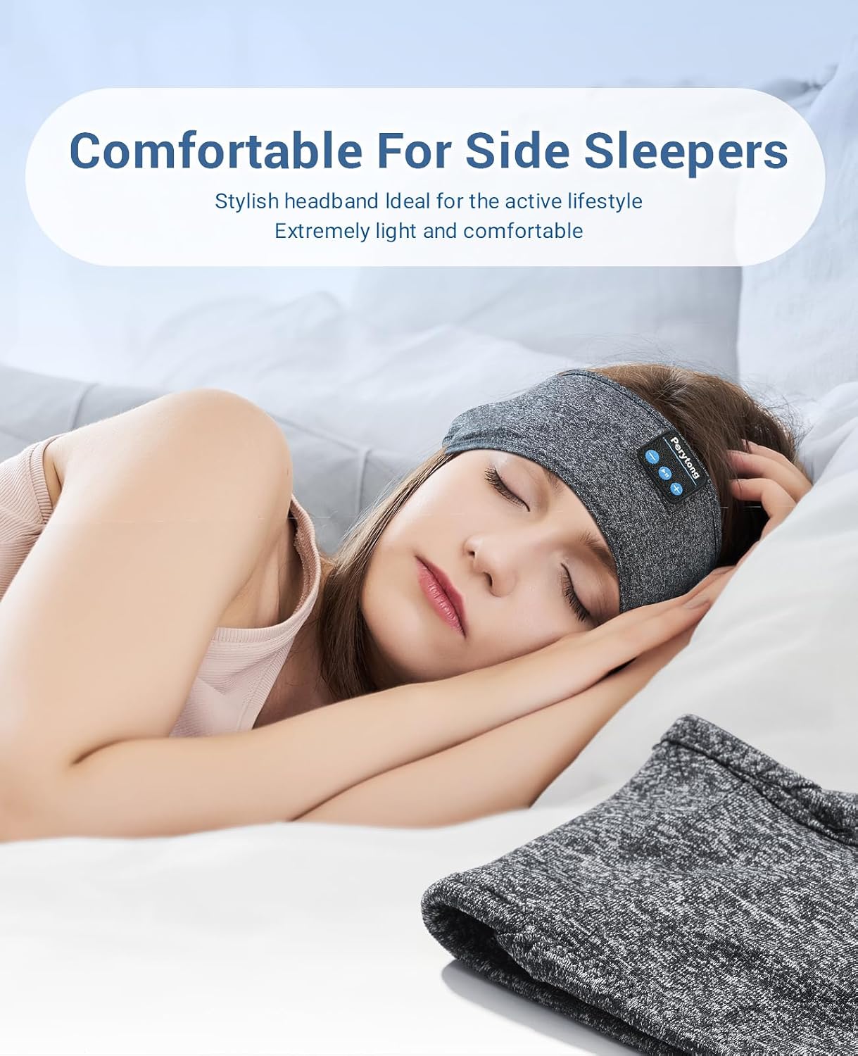 Sleep Headphones Wireless, Bluetooth Sports Headband Headphones with Ultra-Thin HD Stereo Speakers Perfect for Sleeping,Workout,Jogging,Yoga,Insomnia, Air Travel, Meditation (Grey)