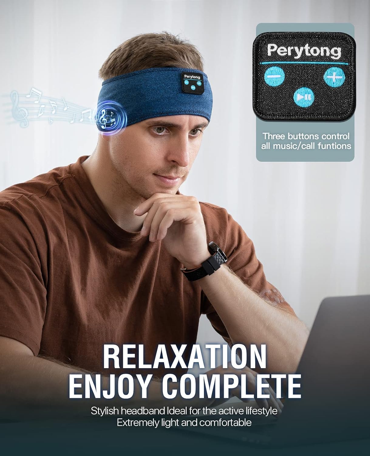 Sleep Headphones Wireless, Bluetooth Sports Headband Headphones with Ultra-Thin HD Stereo Speakers Perfect for Sleeping,Workout,Jogging,Yoga,Insomnia, Air Travel, Meditation (Grey)