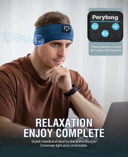 Sleep Headphones Wireless, Bluetooth Sports Headband Headphones with Ultra-Thin HD Stereo Speakers Perfect for Sleeping,Workout,Jogging,Yoga,Insomnia, Air Travel, Meditation (Grey)