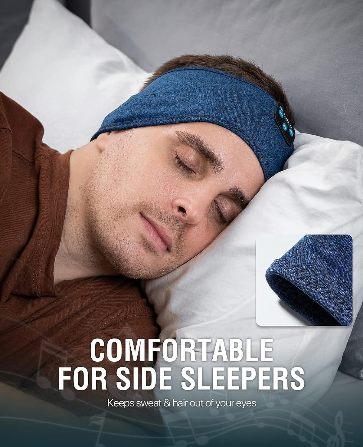 Sleep Headphones Wireless, Bluetooth Sports Headband Headphones with Ultra-Thin HD Stereo Speakers Perfect for Sleeping,Workout,Jogging,Yoga,Insomnia, Air Travel, Meditation (Grey)