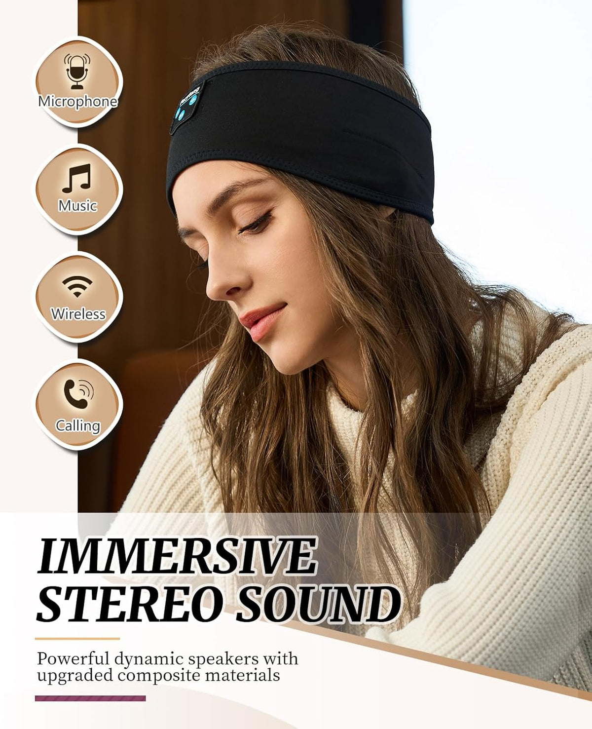Sleep Headphones Wireless, Bluetooth Sports Headband Headphones with Ultra-Thin HD Stereo Speakers Perfect for Sleeping,Workout,Jogging,Yoga,Insomnia, Air Travel, Meditation (Grey)