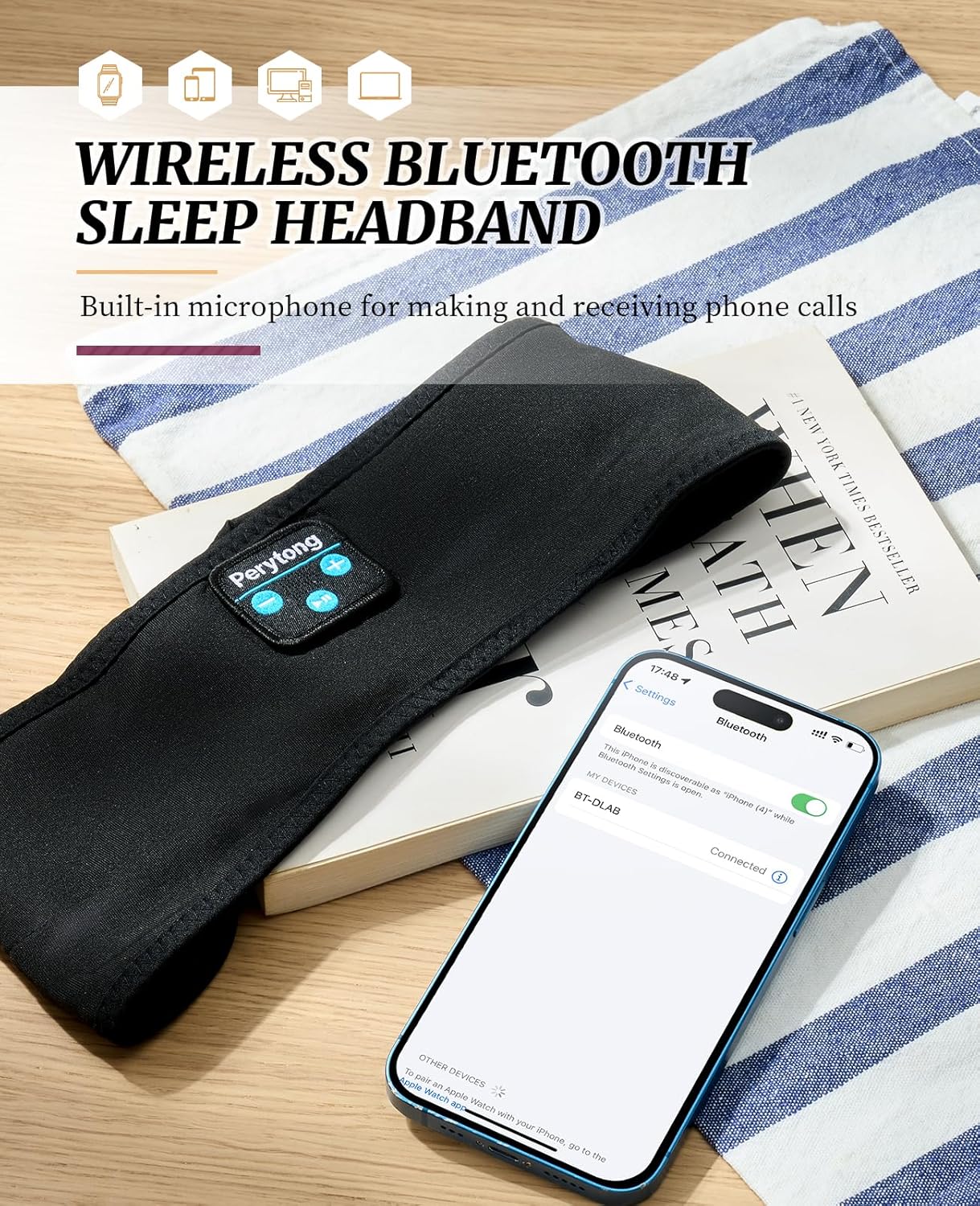 Sleep Headphones Wireless, Bluetooth Sports Headband Headphones with Ultra-Thin HD Stereo Speakers Perfect for Sleeping,Workout,Jogging,Yoga,Insomnia, Air Travel, Meditation (Grey)