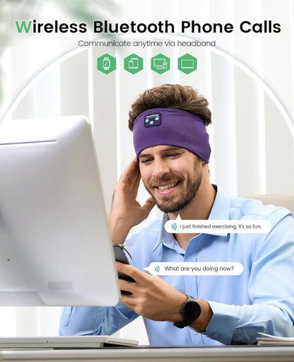 Sleep Headphones Wireless, Bluetooth Sports Headband Headphones with Ultra-Thin HD Stereo Speakers Perfect for Sleeping,Workout,Jogging,Yoga,Insomnia, Air Travel, Meditation (Grey)