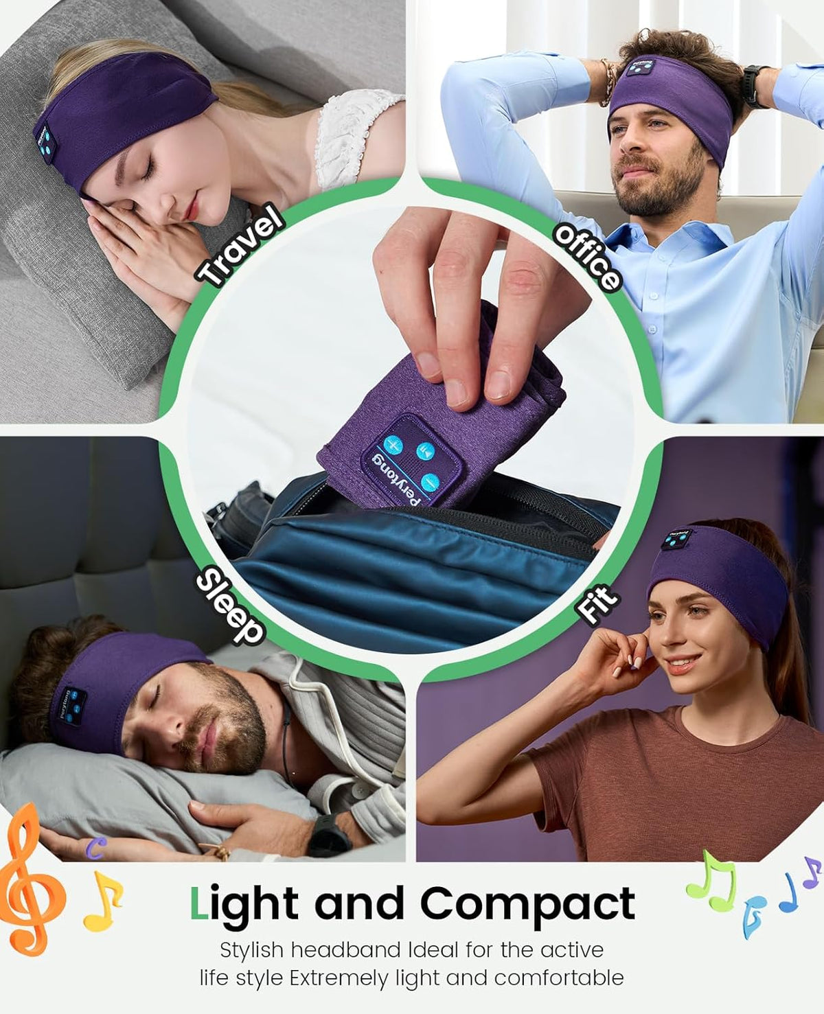 Sleep Headphones Wireless, Bluetooth Sports Headband Headphones with Ultra-Thin HD Stereo Speakers Perfect for Sleeping,Workout,Jogging,Yoga,Insomnia, Air Travel, Meditation (Grey)