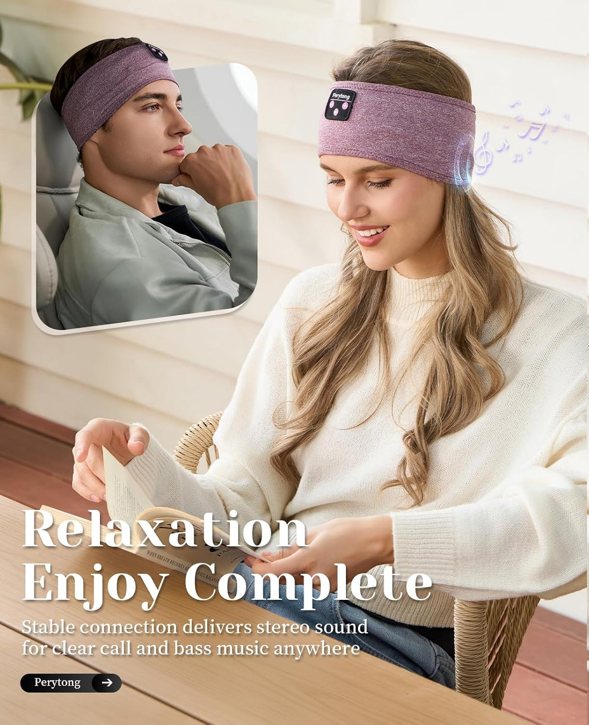 Sleep Headphones Wireless, Bluetooth Sports Headband Headphones with Ultra-Thin HD Stereo Speakers Perfect for Sleeping,Workout,Jogging,Yoga,Insomnia, Air Travel, Meditation (Grey)