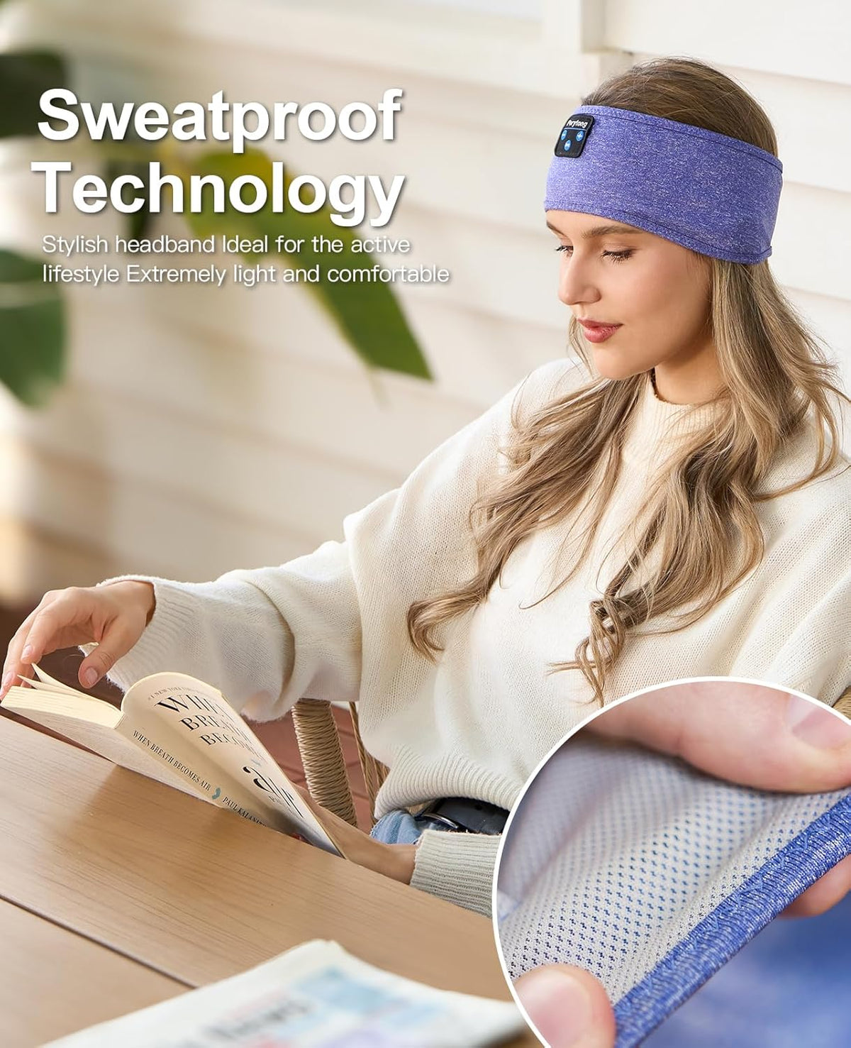 Sleep Headphones Wireless, Bluetooth Sports Headband Headphones with Ultra-Thin HD Stereo Speakers Perfect for Sleeping,Workout,Jogging,Yoga,Insomnia, Air Travel, Meditation (Grey)