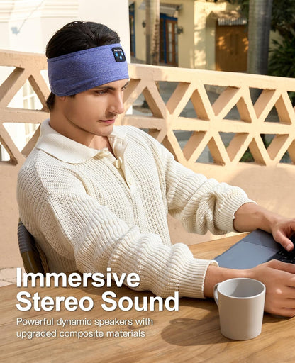 Sleep Headphones Wireless, Bluetooth Sports Headband Headphones with Ultra-Thin HD Stereo Speakers Perfect for Sleeping,Workout,Jogging,Yoga,Insomnia, Air Travel, Meditation (Grey)