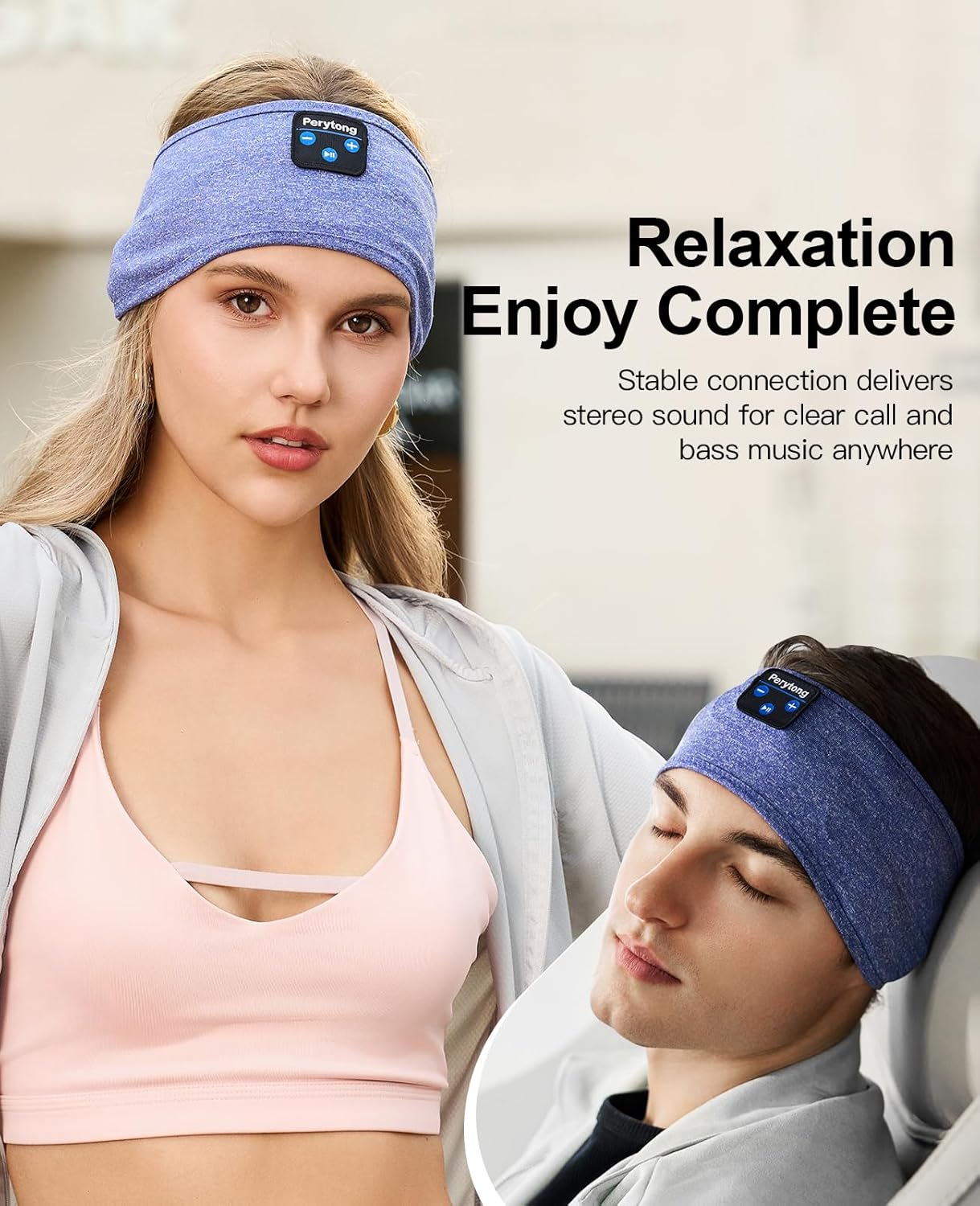 Sleep Headphones Wireless, Bluetooth Sports Headband Headphones with Ultra-Thin HD Stereo Speakers Perfect for Sleeping,Workout,Jogging,Yoga,Insomnia, Air Travel, Meditation (Grey)