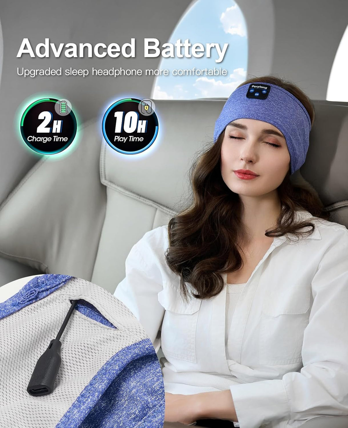 Sleep Headphones Wireless, Bluetooth Sports Headband Headphones with Ultra-Thin HD Stereo Speakers Perfect for Sleeping,Workout,Jogging,Yoga,Insomnia, Air Travel, Meditation (Grey)