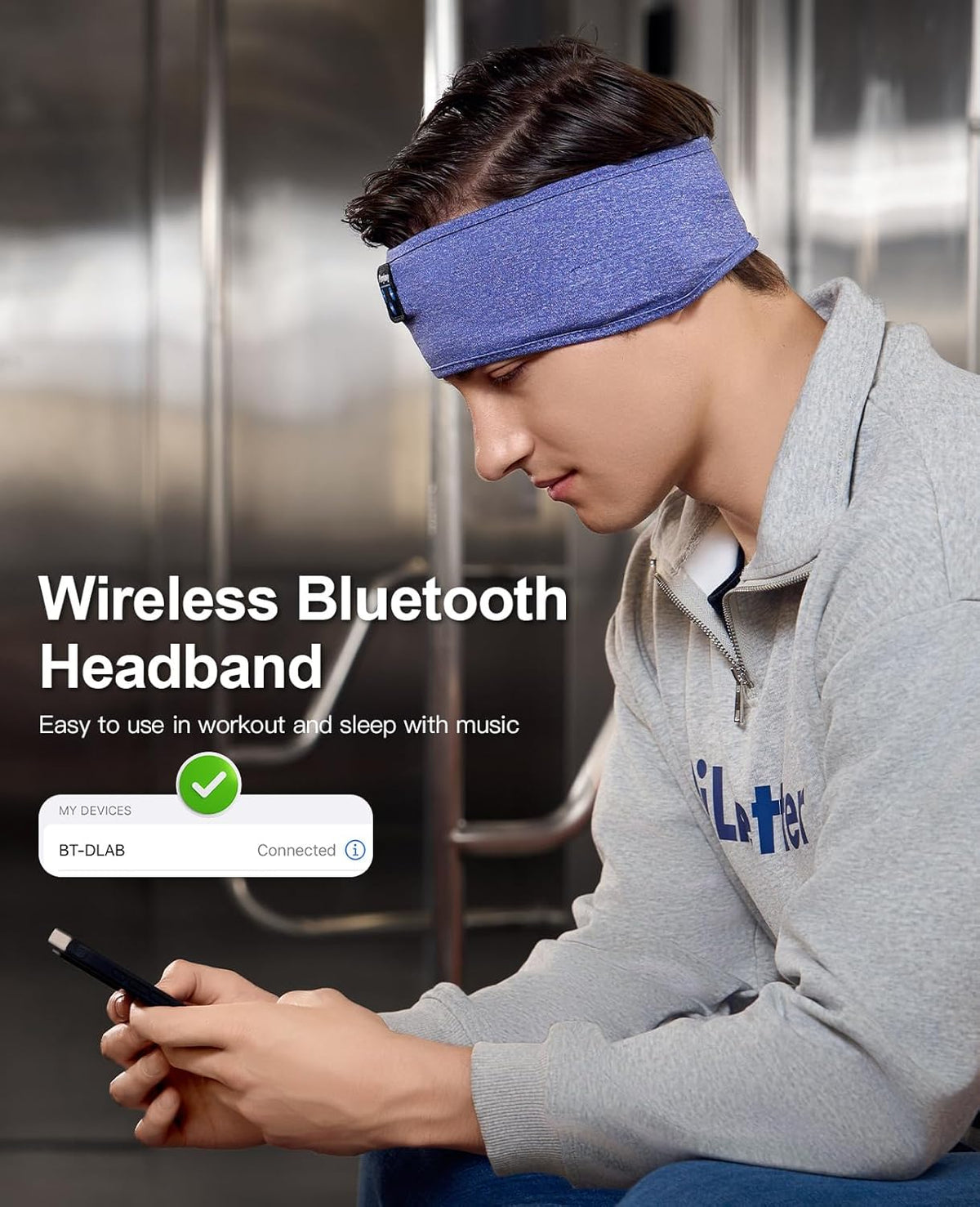 Sleep Headphones Wireless, Bluetooth Sports Headband Headphones with Ultra-Thin HD Stereo Speakers Perfect for Sleeping,Workout,Jogging,Yoga,Insomnia, Air Travel, Meditation (Grey)