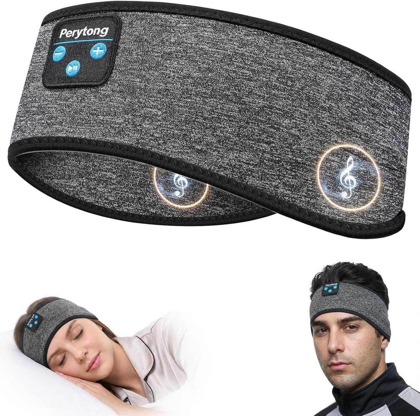 Sleep Headphones Wireless, Bluetooth Sports Headband Headphones with Ultra-Thin HD Stereo Speakers Perfect for Sleeping,Workout,Jogging,Yoga,Insomnia, Air Travel, Meditation (Grey)