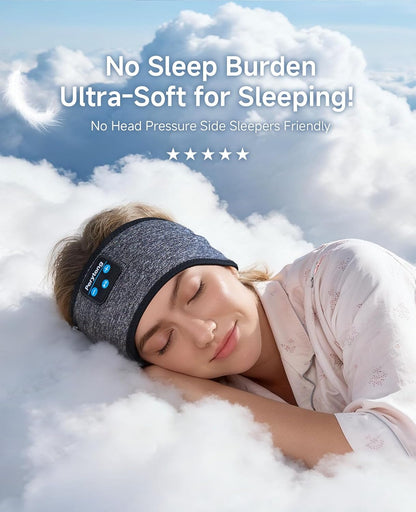 Sleep Headphones Wireless, Bluetooth Sports Headband Headphones with Ultra-Thin HD Stereo Speakers Perfect for Sleeping,Workout,Jogging,Yoga,Insomnia, Air Travel, Meditation (Grey)