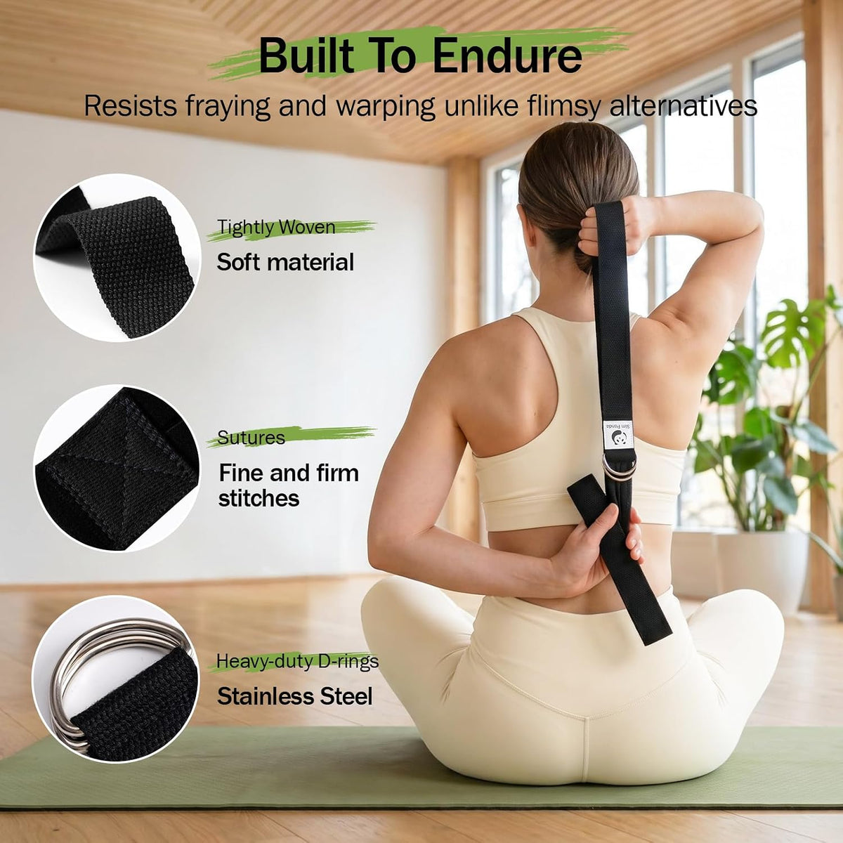 Yoga Strap for Stretching,Cotton Yoga Strap with Adjustable D-Ring Buckle,Non-Elastic Yoga Belt for Pilates,Gym Workouts,Physical Therapy,Improve Flexibility
