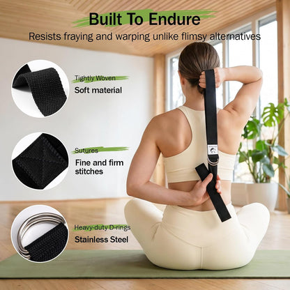 Yoga Strap for Stretching,Cotton Yoga Strap with Adjustable D-Ring Buckle,Non-Elastic Yoga Belt for Pilates,Gym Workouts,Physical Therapy,Improve Flexibility