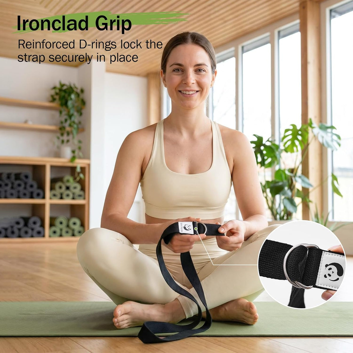Yoga Strap for Stretching,Cotton Yoga Strap with Adjustable D-Ring Buckle,Non-Elastic Yoga Belt for Pilates,Gym Workouts,Physical Therapy,Improve Flexibility