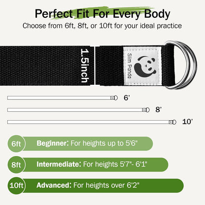 Yoga Strap for Stretching,Cotton Yoga Strap with Adjustable D-Ring Buckle,Non-Elastic Yoga Belt for Pilates,Gym Workouts,Physical Therapy,Improve Flexibility