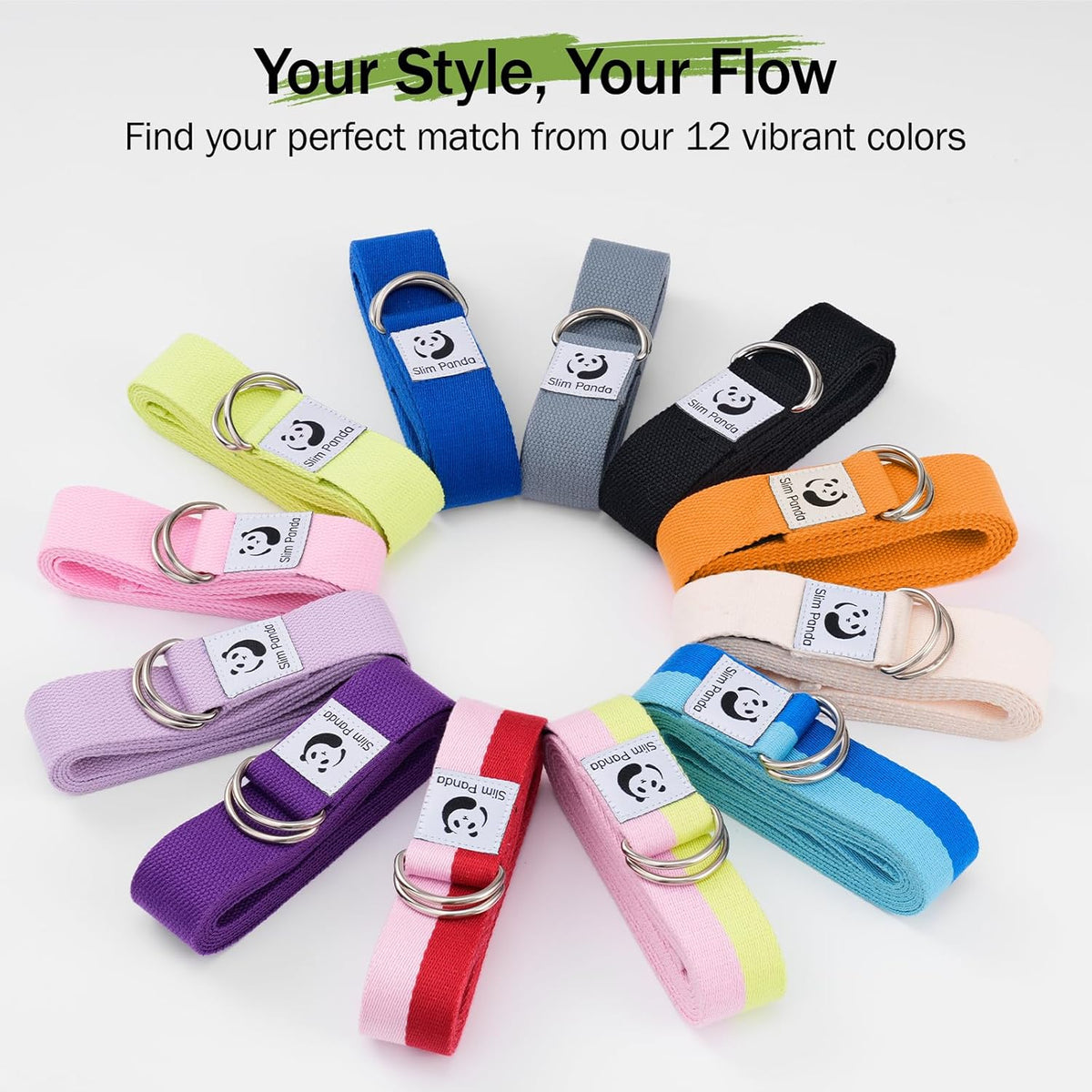 Yoga Strap for Stretching,Cotton Yoga Strap with Adjustable D-Ring Buckle,Non-Elastic Yoga Belt for Pilates,Gym Workouts,Physical Therapy,Improve Flexibility