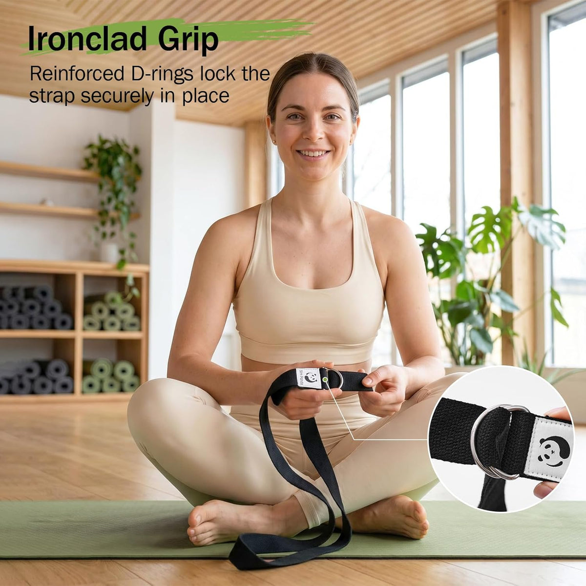 Yoga Strap for Stretching,Cotton Yoga Strap with Adjustable D-Ring Buckle,Non-Elastic Yoga Belt for Pilates,Gym Workouts,Physical Therapy,Improve Flexibility