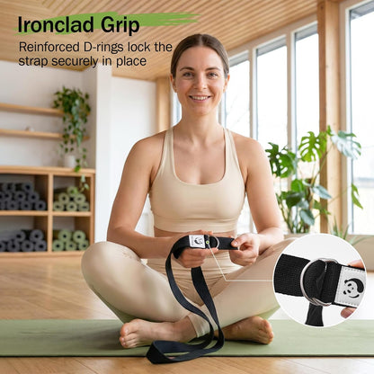 Yoga Strap for Stretching,Cotton Yoga Strap with Adjustable D-Ring Buckle,Non-Elastic Yoga Belt for Pilates,Gym Workouts,Physical Therapy,Improve Flexibility
