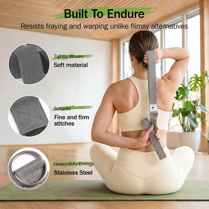 Yoga Strap for Stretching,Cotton Yoga Strap with Adjustable D-Ring Buckle,Non-Elastic Yoga Belt for Pilates,Gym Workouts,Physical Therapy,Improve Flexibility