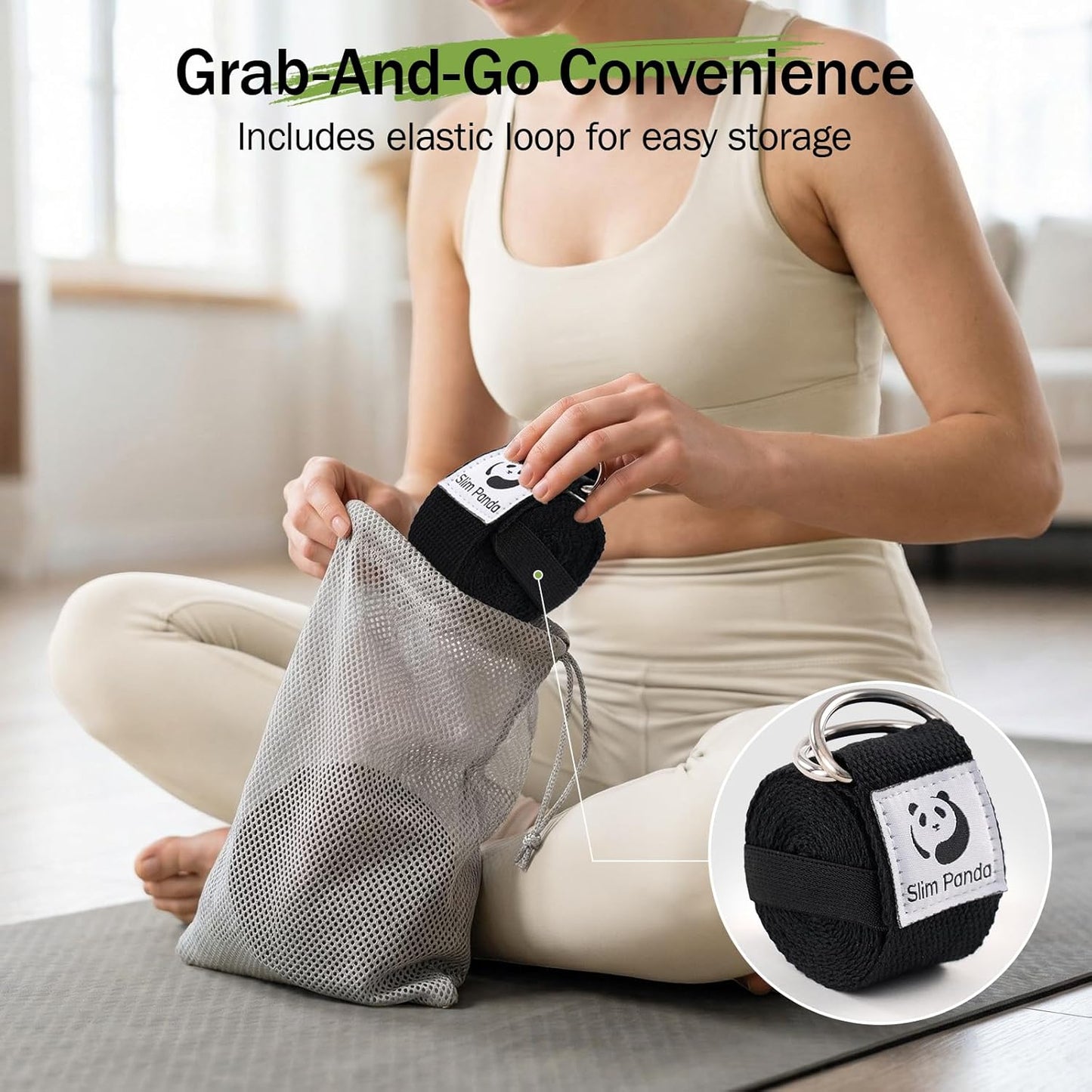 Yoga Strap for Stretching,Cotton Yoga Strap with Adjustable D-Ring Buckle,Non-Elastic Yoga Belt for Pilates,Gym Workouts,Physical Therapy,Improve Flexibility