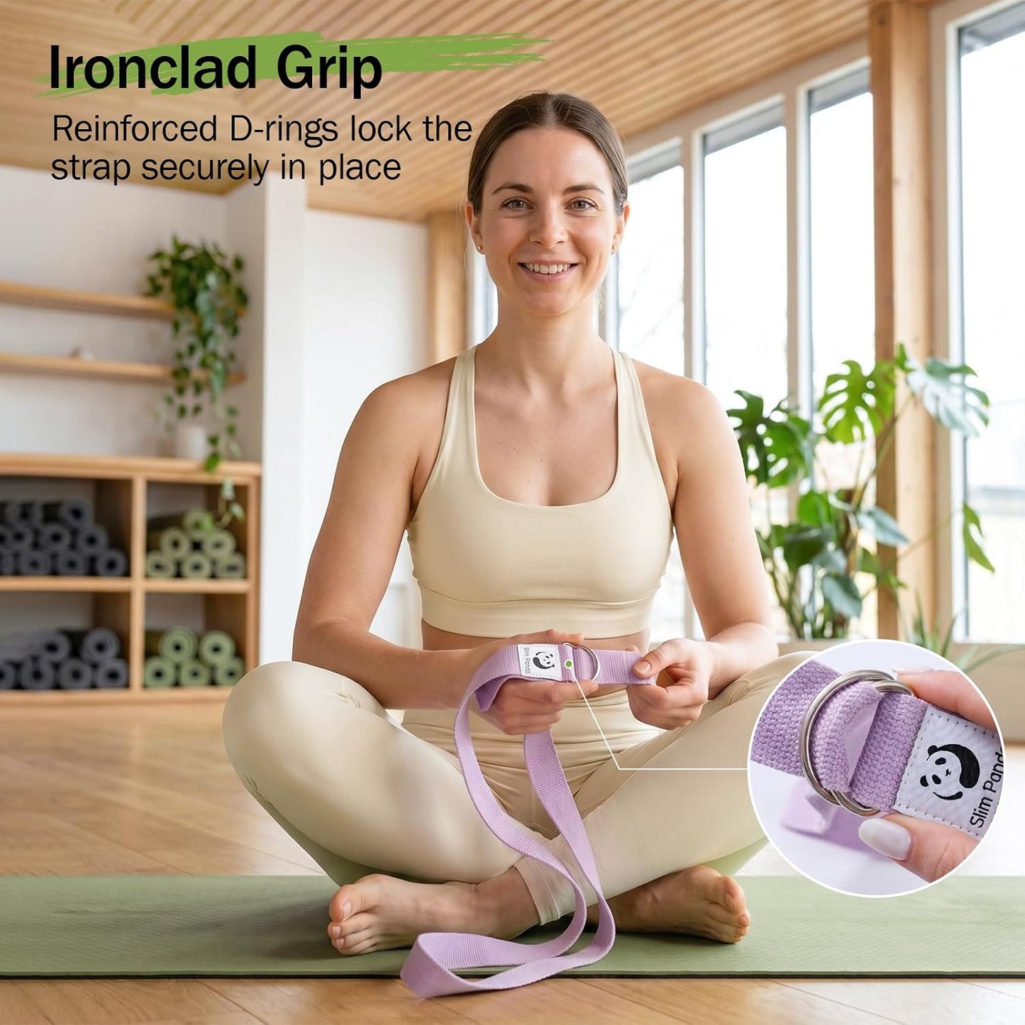 Yoga Strap for Stretching,Cotton Yoga Strap with Adjustable D-Ring Buckle,Non-Elastic Yoga Belt for Pilates,Gym Workouts,Physical Therapy,Improve Flexibility