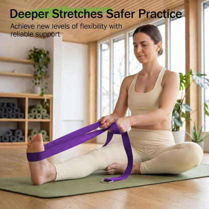 Yoga Strap for Stretching,Cotton Yoga Strap with Adjustable D-Ring Buckle,Non-Elastic Yoga Belt for Pilates,Gym Workouts,Physical Therapy,Improve Flexibility