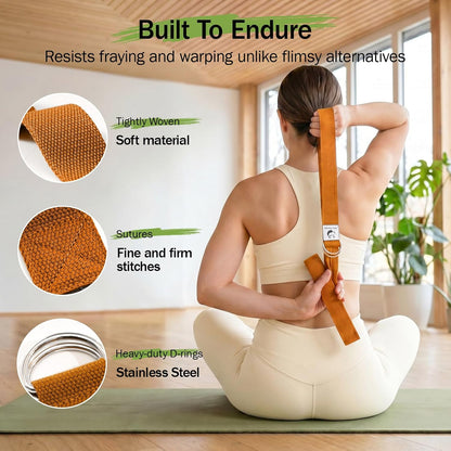 Yoga Strap for Stretching,Cotton Yoga Strap with Adjustable D-Ring Buckle,Non-Elastic Yoga Belt for Pilates,Gym Workouts,Physical Therapy,Improve Flexibility