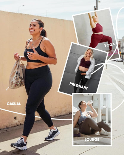 3 Pack Plus Size Leggings with Pockets for Women - Black High Waisted Tummy Control Soft Yoga Pants for Gym Workout