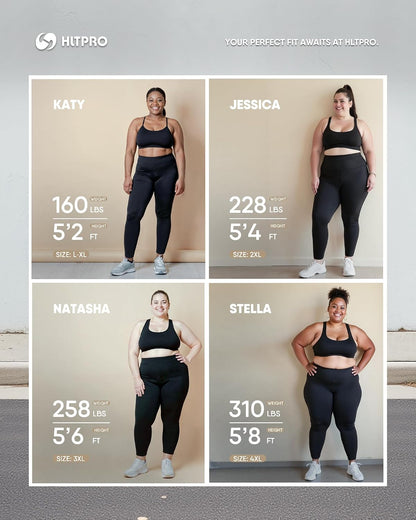 3 Pack Plus Size Leggings with Pockets for Women - Black High Waisted Tummy Control Soft Yoga Pants for Gym Workout